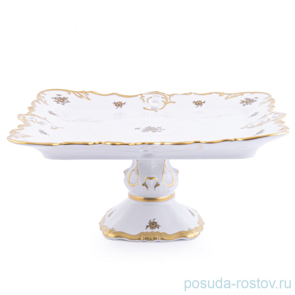 Поднос 32 см квадратный н/н "Корона /Золотая роза" / 220501