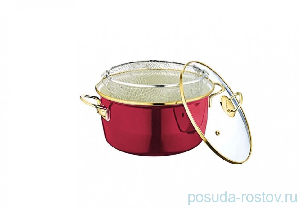 Кастрюля 22 см эмалированная 3 л красная "ENAMEL COOKWARES" / 295937