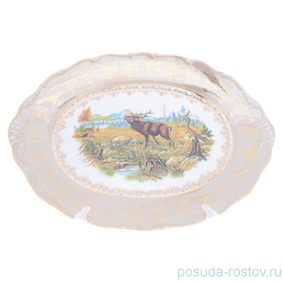 Блюдо 39 см овальное "Корона /Аристократ /Охота бежевая" / 273499