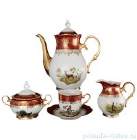 Кофейный сервиз на 6 персон 15 предметов &quot;Магнолия /Охота красная&quot; / 039486