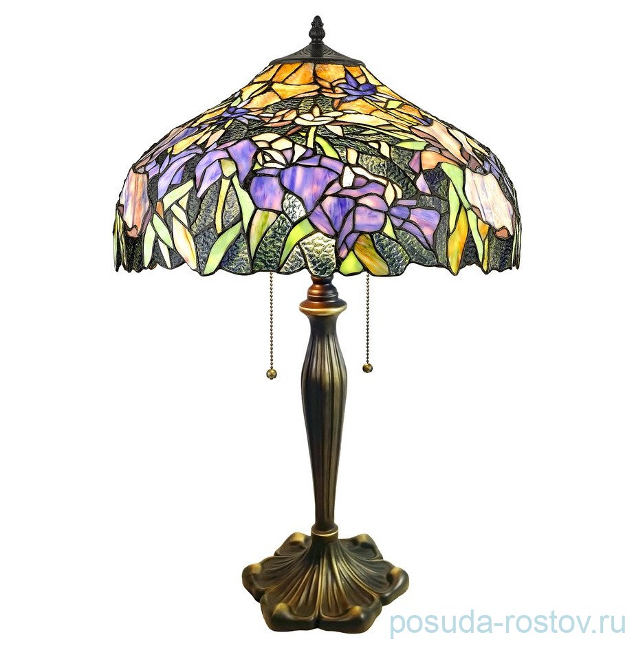 Лампа настольная 3 рожковая "Tiffany" Ирисы / 304821