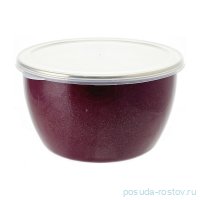 Миска с пластиковой крышкой эмалированная без ручек 2,4 л &quot;Бордо&quot; / 281689