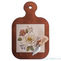 Доска разделочная 31 см с ножом &quot;Artigianato ceramico /Весенние лепестки&quot; / 171696
