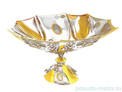 Ваза для фруктов 33,5 см н/н &quot;Calypso /С золотом&quot; хрусталь Йиглава / 045863