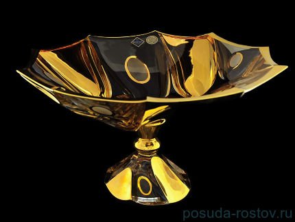 Ваза для фруктов 33,5 см н/н &quot;Calypso /С золотом&quot; хрусталь Йиглава / 045863