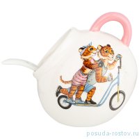 Солонка 170 мл с ложкой 9 х 9 х 10 см &quot;Тигриные истории&quot; розовая / 270090