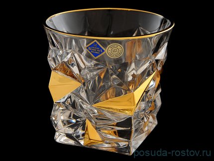 Стаканы для виски 350 мл 6 шт &quot;Glacier /С золотом&quot; хрусталь Йиглава / 072041