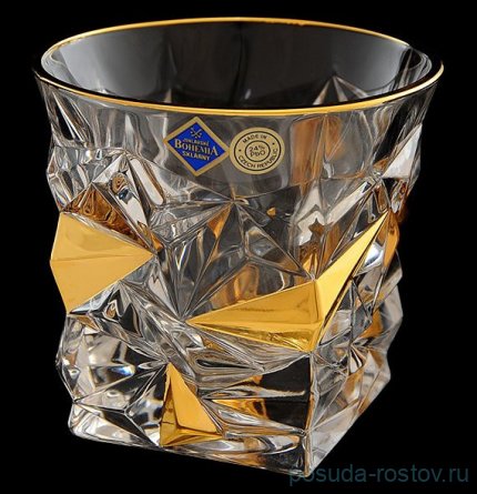 Стаканы для виски 350 мл 6 шт &quot;Glacier /С золотом&quot; хрусталь Йиглава / 072041