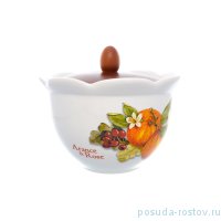 Банка для сыпучих продуктов 17,5 см с деревянной крышкой &quot;Artigianato ceramico /Апельсин и роза&quot; / 228245