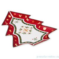 Блюдо 26 х 21 х 3 см Ёлка &quot;Christmas Collection /Снежинка красная&quot; / 192440