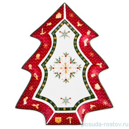 Блюдо 26 х 21 х 3 см Ёлка &quot;Christmas Collection /Снежинка красная&quot; / 192440