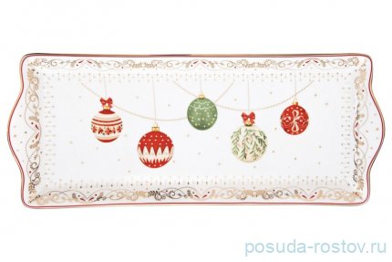 Блюдо 35 х 15 см прямоугольное &quot;Christmas Eve /Новогодние шары&quot; (подарочная упаковка) / 362189