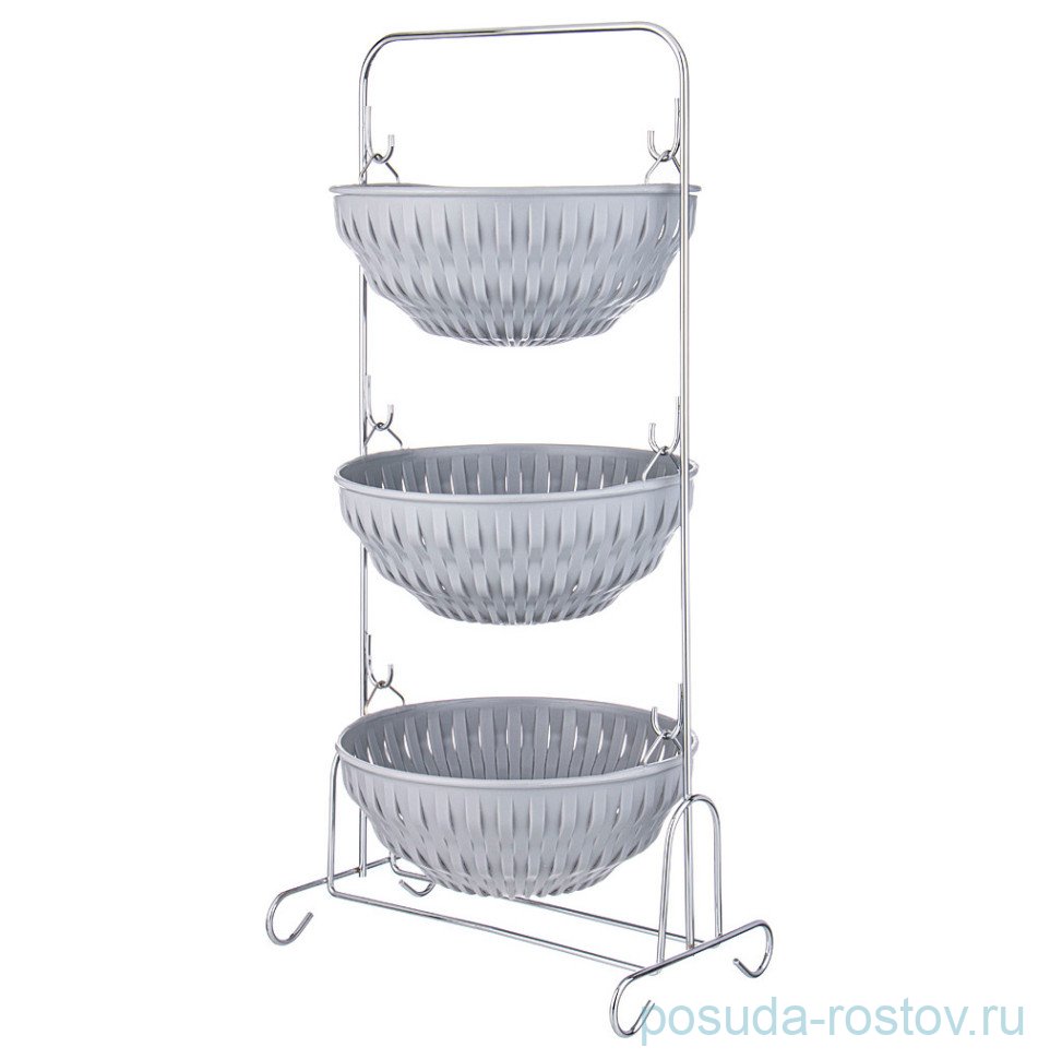 Корзина для овощей 3-х ярусная серая "Limon" / 329976