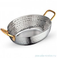 Сковородка 14 x 11.5 x 4.5 см глубокая овальная мини с 2-мя ручками для подачи &quot;Hammered&quot;  / 370341