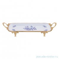 Блюдо 49 х 20 х 7 см прямоугольное н/н с ручками &quot;Синий цветок&quot; / 333594