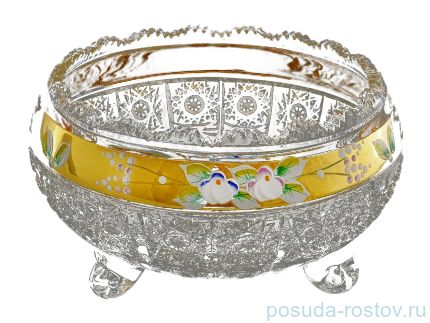 Ваза для фруктов 25,5 см на 3-х ножках &quot;Хрусталь с золотом&quot; / 146975