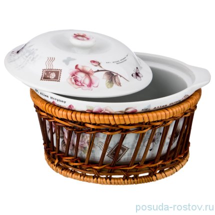 Блюдо 18 х 8 см с крышкой 1,2 л &quot;винтаж&quot; / 194425