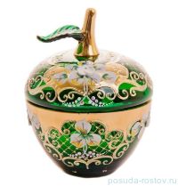 Вазочка с крышкой - яблоко &quot;Лепка зелёная&quot; маленькая / 046760