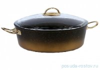Кастрюля 28 х 13 см стеклянная крышка антипригарное покрытие 6 л чёрный &quot;GRANITE SINGLES /GOLD&quot; / 284176