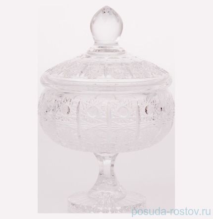 Вазочка 15 см с крышкой н/н &quot;Хрусталь резной&quot; / 058583