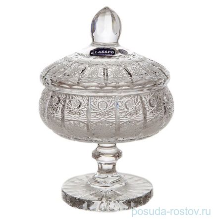 Конфетница 16 см н/н с крышкой &quot;Хрусталь резной&quot; / 098924