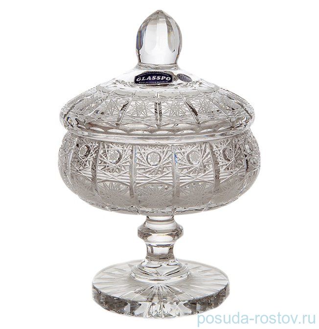 Конфетница 16 см н/н с крышкой "Хрусталь резной" / 098924