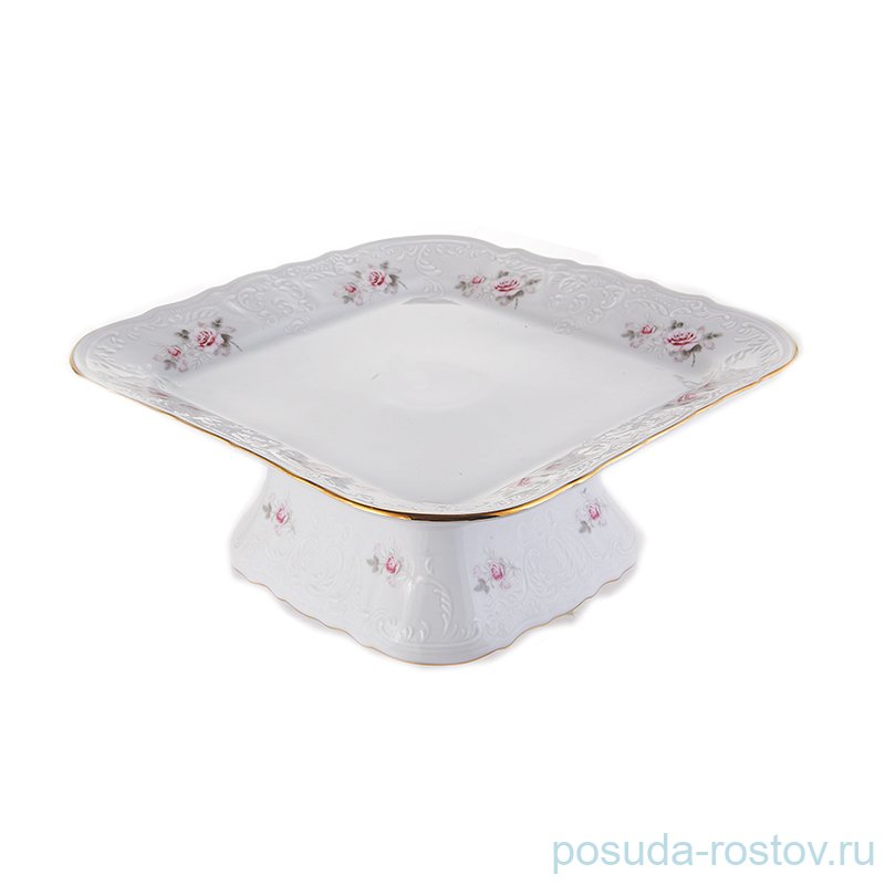 Поднос 26 см квадратный н/н "Бернадотт /Серая роза /золото" / 151550