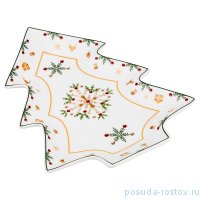 Блюдо 26 х 21 х 3 см Ёлка &quot;Christmas Collection /Снежинка зелёная&quot; / 192441