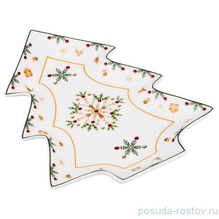 Блюдо 26 х 21 х 3 см Ёлка &quot;Christmas Collection /Снежинка зелёная&quot; / 192441
