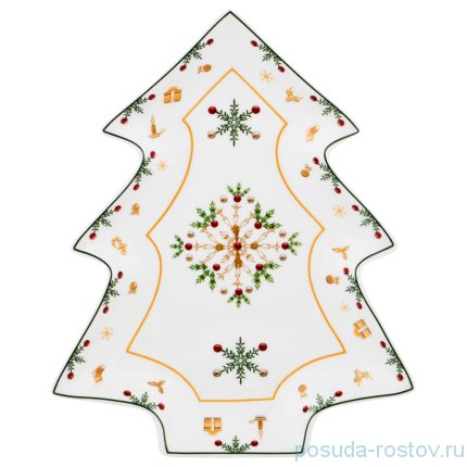Блюдо 26 х 21 х 3 см Ёлка &quot;Christmas Collection /Снежинка зелёная&quot; / 192441