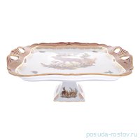 Поднос 34 х 29 см квадратный н/н с ручками &quot;Корона /Охота красная&quot; / 275370