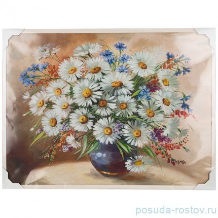Панно 60 х 80 см &quot;Букет с ромашками&quot; /рамка белая / 262094