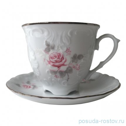 Кофейная пара 170 мл 1 шт &quot;Рококо /Серая роза /платина&quot; / 109861