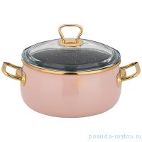 Кастрюля 18 см с крышкой эмалированная 2,4 л антипригарное мраморное покрытие &quot;agness /тюдор&quot; / 206398