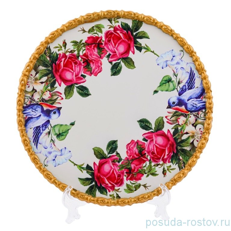Поднос круглый "Розы и птицы" / 246303