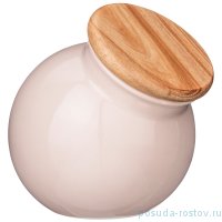 Банка для сыпучих продуктов 800 мл с деревянной крышкой 13,5 х 13 х 14 см &quot;fusion /пудровый&quot; / 236128