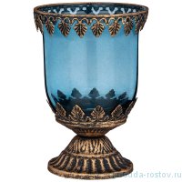 Подсвечник 9,5 х 9,5 х 14 см н/н &quot;стамбул&quot; с металлическими элементами голубой / 272847