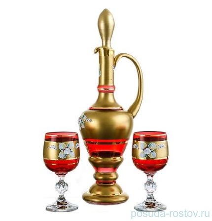 Набор для ликёра 7 предметов (графин + 6 рюмок) &quot;Клаудия /Лепка красная&quot; / 036464