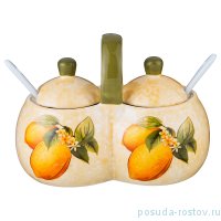 Банка для специй 17 х 10 х 13 см двойная с ложками &quot;Лимоны&quot; / 190261