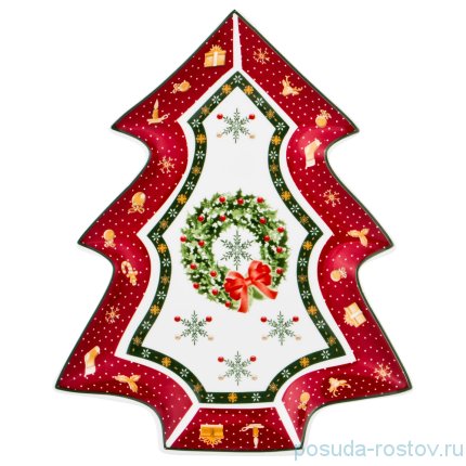 Салатник 26 х 21 х 3 см Ёлка &quot;Christmas Collection /Венок&quot; / 192442