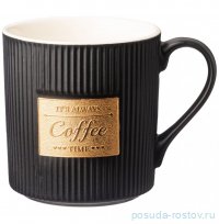 Кружка 360 мл черная с золотой деталью &quot;It is always Coffee time&quot; / 328760