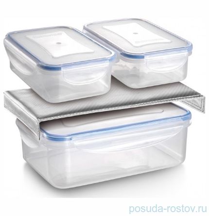Термосумка для переноса еды (с 3 емкостями 2 х 0,5 л, 1,5 л) антрацитовая &quot;FRESHBOX&quot; / 142434