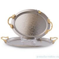 Набор подносов 2 шт овальные &quot;Татуировка /серебро&quot; / 272559