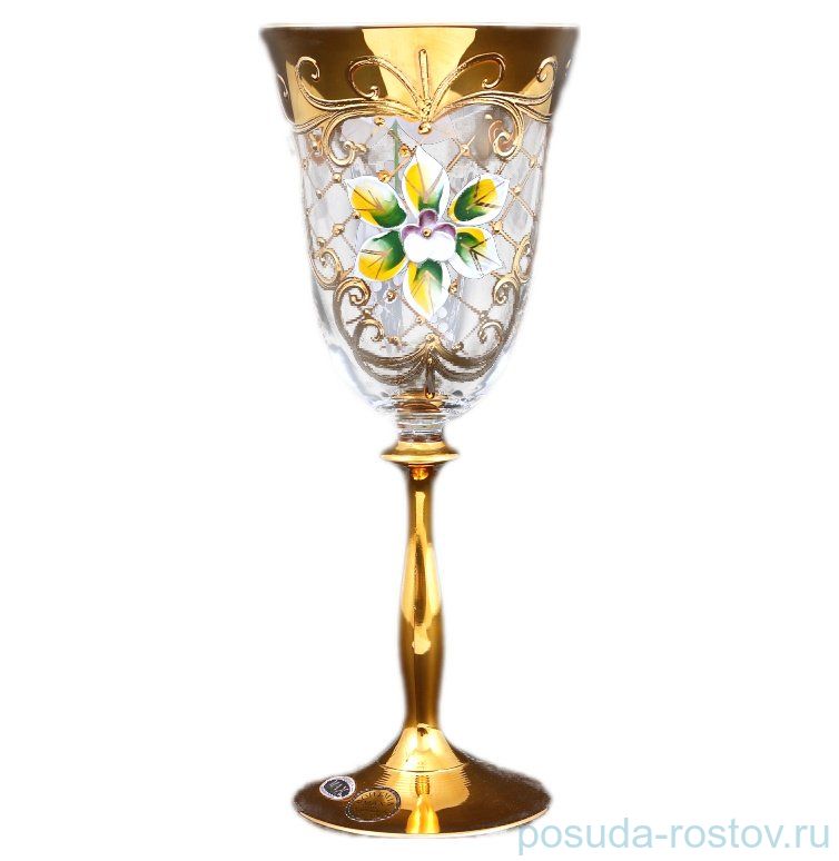 Бокалы для красного вина 250 мл 6 шт "Анжела /Лепка с золотом" Star Crystal  / 123000