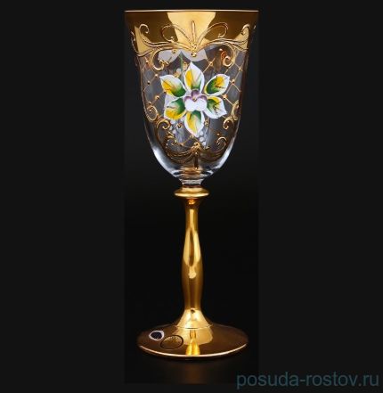 Бокалы для красного вина 250 мл 6 шт &quot;Анжела /Лепка с золотом&quot; Star Crystal  / 123000