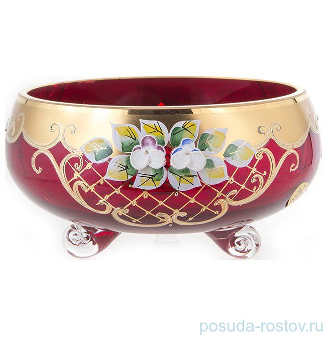 Конфетница 15 см на 3-х ножках "Лепка красная /5408" / 092542