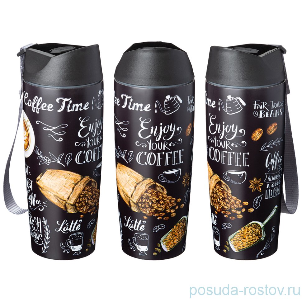 Термокружка 380 мл с кнопкой-стоппером "Coffee time" / 271973