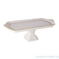 Поднос 38 см прямоугольный н/н &quot;Мария-Тереза /Золотые веточки /Белая&quot; / 229237