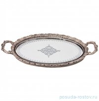 Поднос 41,4 х 23,2 х 3,5 см овальный с ручками &quot;Рококо&quot; серебрение / 313495