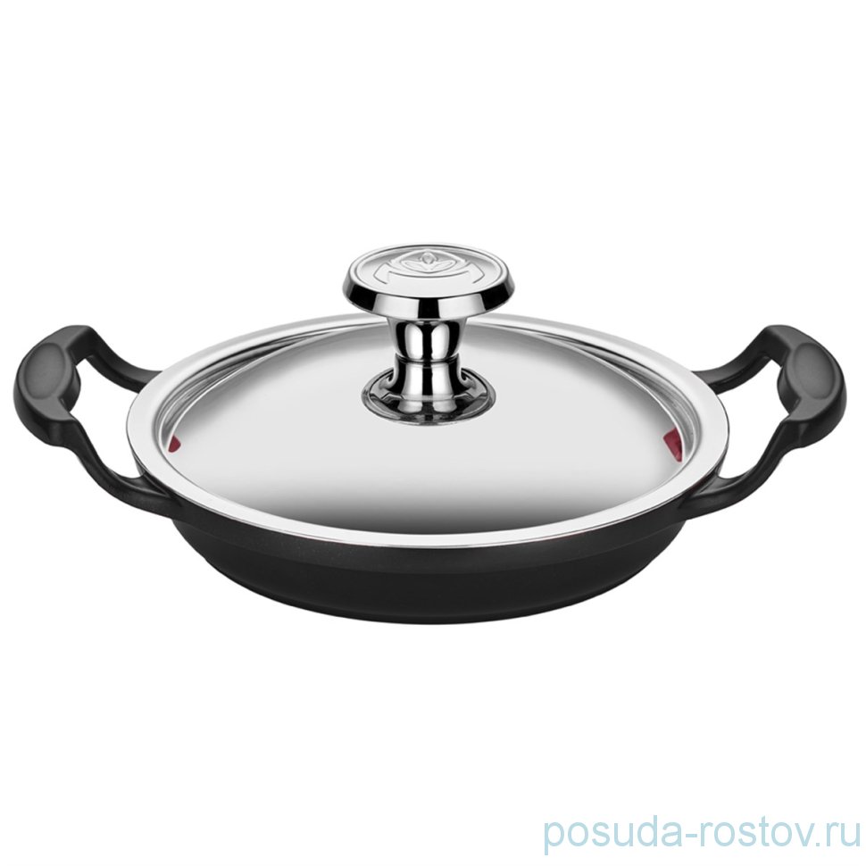 Омлетница 20 см с крышкой, двумя ручками чёрная "Cast Iron"  / 259600